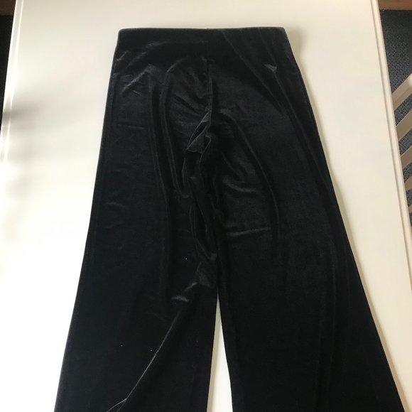 Linda Leal Black Velvet Wide Leg Pants L - Picture 3 of 3